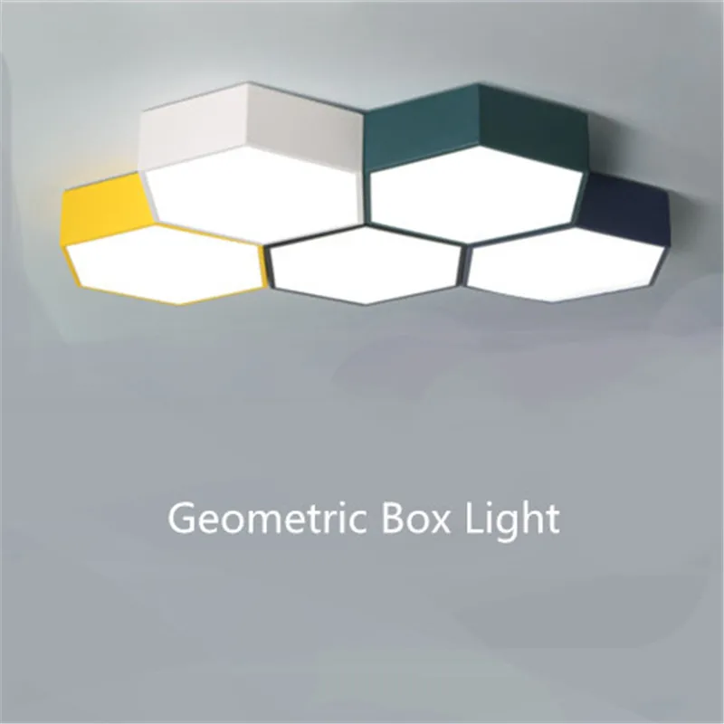 Us 56 78 42 Off Modern Hexagon Box Combination Led Ceiling Light For Foyer Bedroom Kid S Room Iron Acrylic Illuminare Lighting 1741 In Ceiling