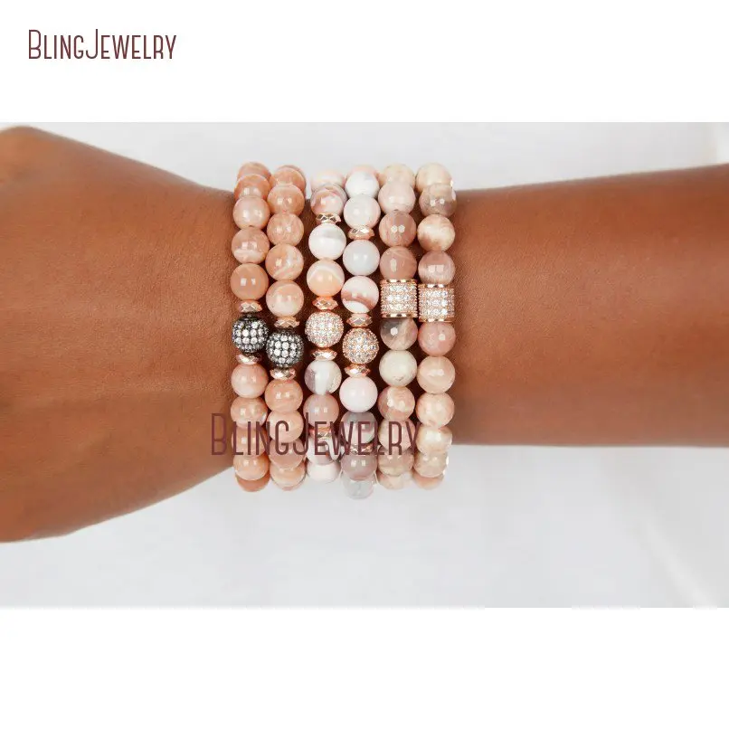 20190308-BM24169-pink beaded bracelets natural stone moonstone stacking bracelets for women gifts for her expressions bracelets women 39 s jewelry