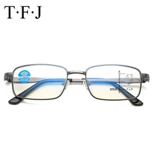 Анти-синий свет очки для чтения лупа очки для мужчин и женщин металлические прогрессивные многофокусные очки с диоптриями Ochki LHG71