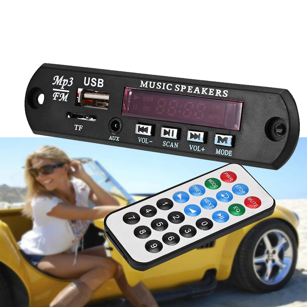 Car Decoder Board MP3 Player Amplifier Panel LED 12V Audio Module