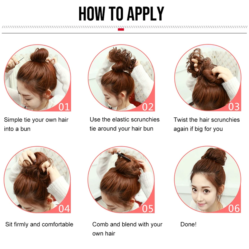 Messy Chingnon Hairpiece Hair Scrunchie Fake Curly Bun Elastic Band Updo Braidal Hair Piece Synthetic For Women False SARLA H2