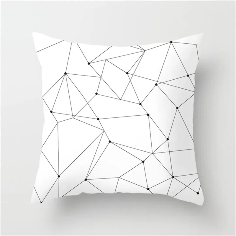 Чехол для подушки Fuwatacchi с геометрическим рисунком, черно-белый полиэстеровый чехол для подушки в полоску, в горошек, в сетку, треугольный чехол для подушки