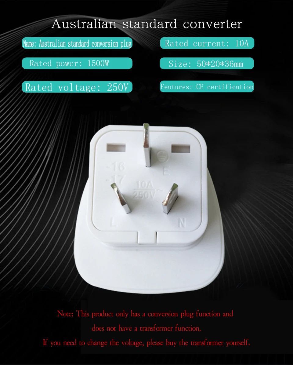 1PC 10A 250V Electric Plug power Socket Adapter Australia Travel Adapter EU US TO AU socket AC Power Charger Converter (4)