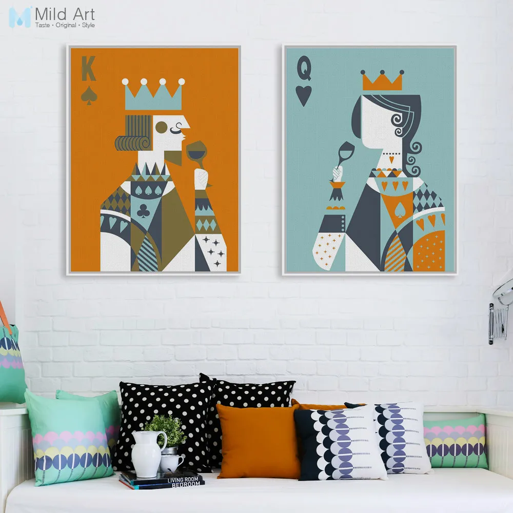 Modern Abstract Poker King Queen Couple 1