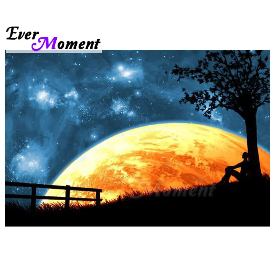 

Ever Moment Diamond Painting Handmade Full Square Drill Moon Star Picture Of Rhinestone Decor Diamond Embroidery S2F1992