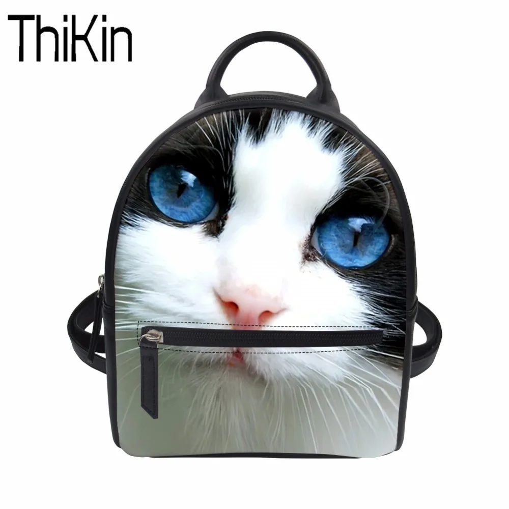 ThiKin Для женщин рюкзак 3D милый кот печать мини-рюкзак подросток Обувь для девочек Обувь для мальчиков Книга Сумка Женская дорожная пляжная