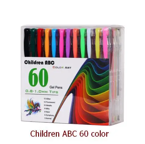 48/60/100/120 Цвет набор гелевых ручек для заправки зажигалок металлических пастельных неоновый блеск эскиз цветная ручка для рисования школьные канцелярские маркер для детей - Цвет: 60 colors