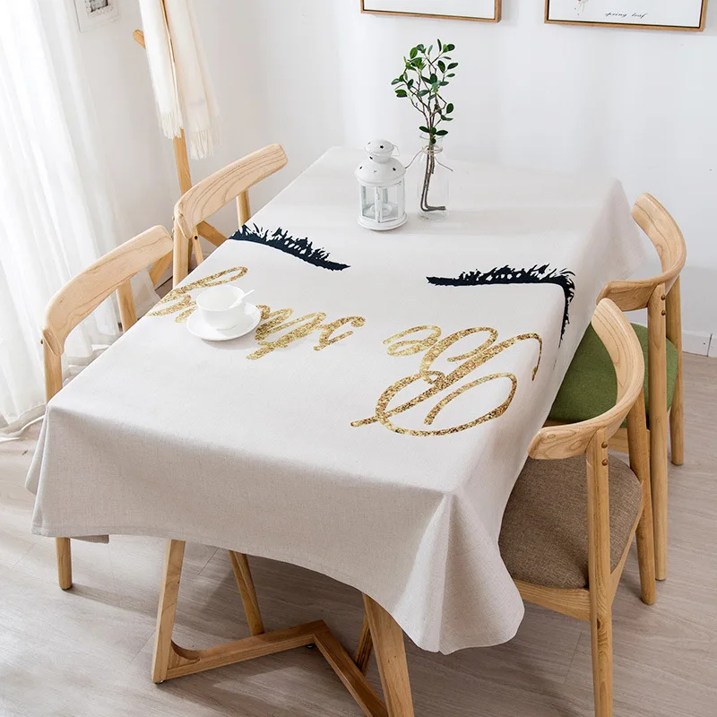 

eyelash Pattern Tablecloth High Quality Nordic Printed Cotton Linen Home Restaurant Wedding Picnic Party Decoration Table Cloth