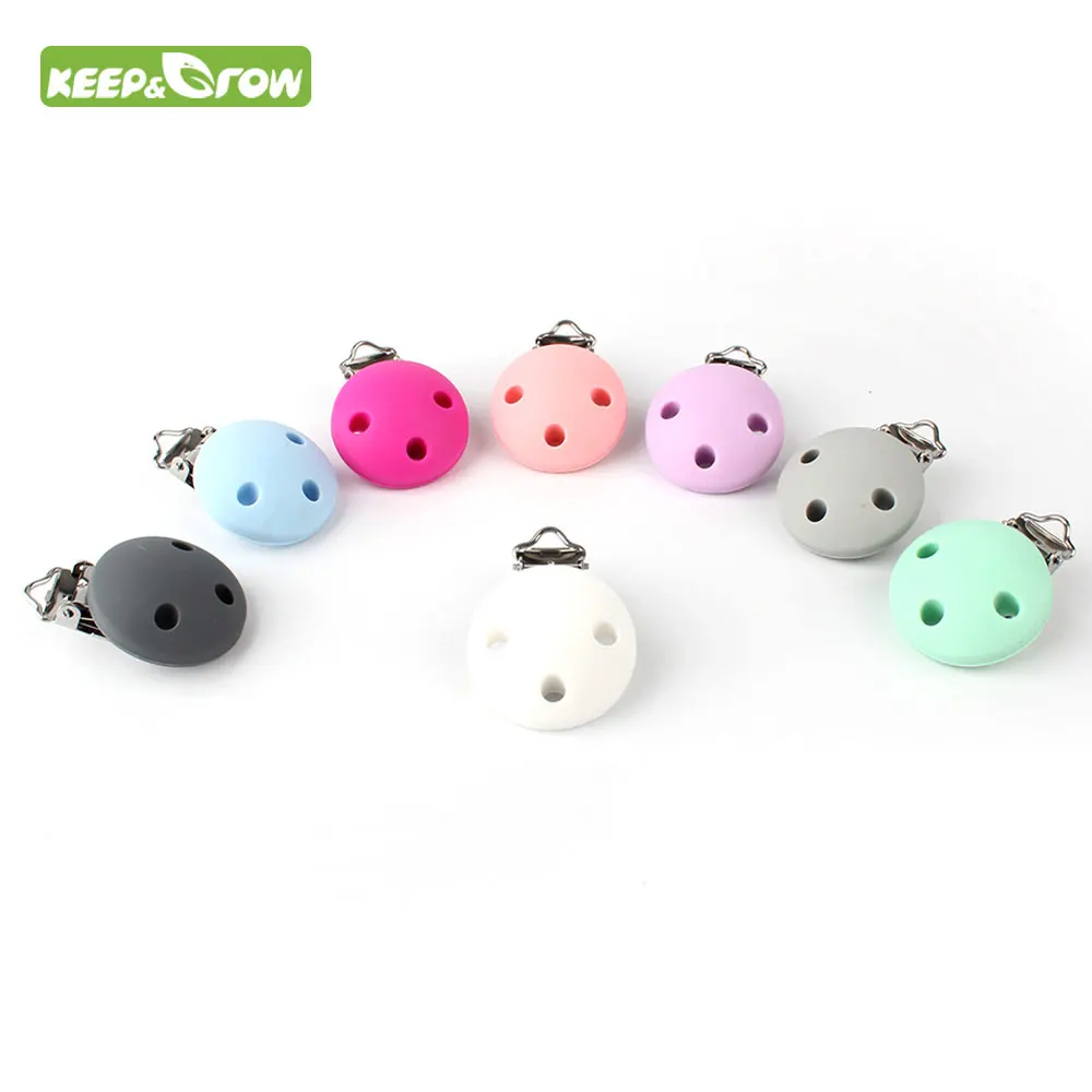 

KEEP&GROW 1PIece Pacifier Clip Cartoon Round Silicone Teethers Holder DIY Nursing Soother Clips Chains BPA Free Baby Teethers