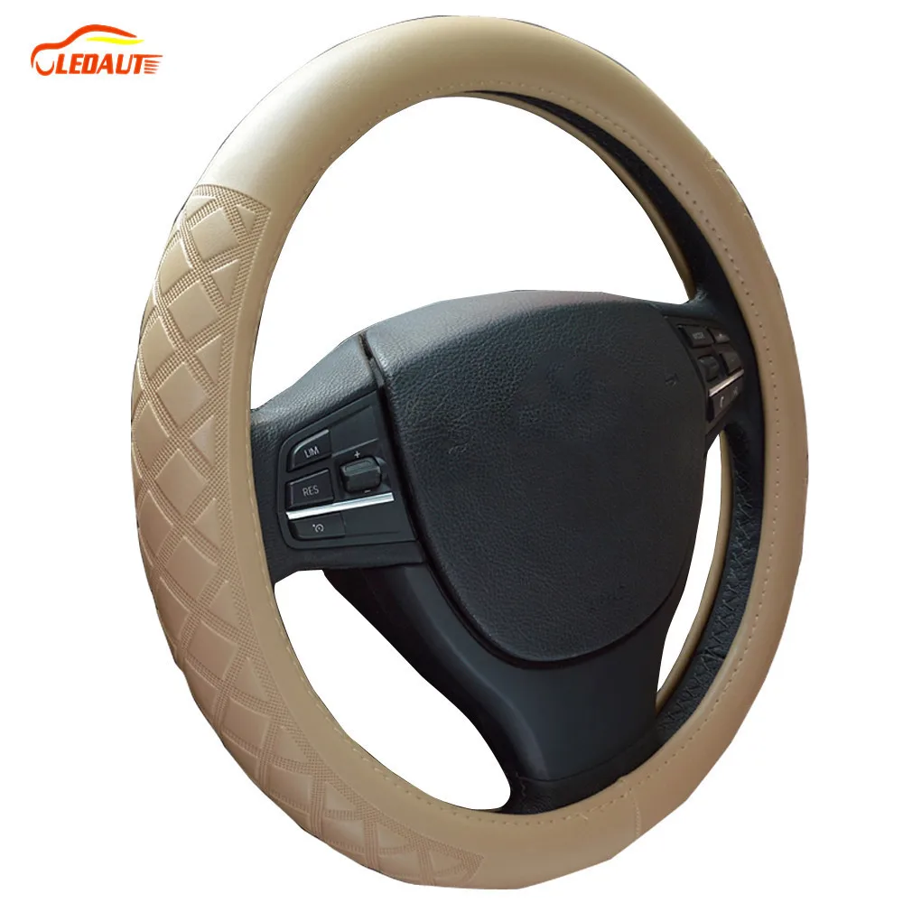 LEDAUT PU Leather Cover Steering Wheel Cover Fit For KIA Sedona Sephia