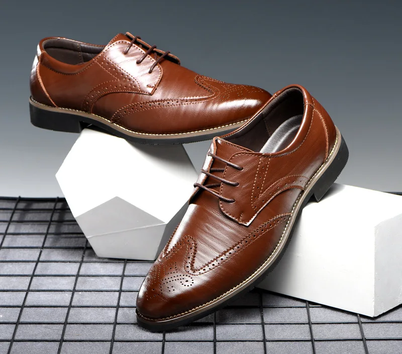 Роскошные Брендовые мужские туфли-оксфорды; обувь с перфорацией типа «броги» для свадебной вечеринки; Мужские модельные туфли; деловая обувь из натуральной кожи; большие размеры - Цвет: 2