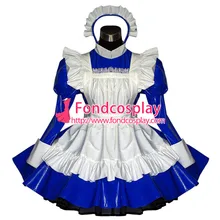 Free Shipping font b Sexy b font Sissy Maid Dress Pvc Dress Blue Lockable Uniform font