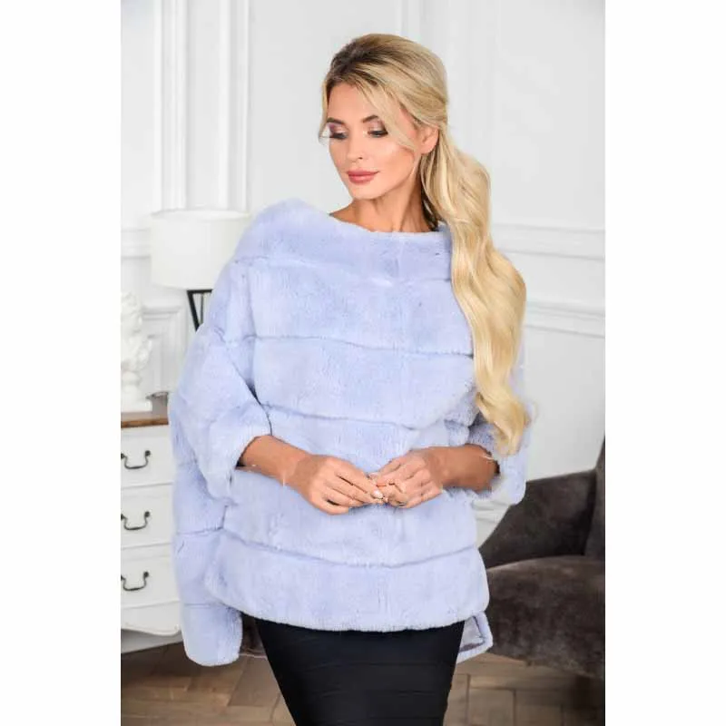 Cheap FURSARCAR 2018 New Fashion Real Fur Coat Women Winter Rex Rabbit Fur Jacket Cape High Quality Real Fur Shawl Winter Natural Fur 2