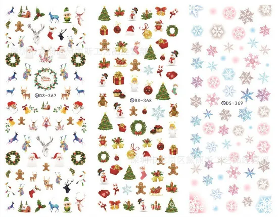 1 лист снежинка Водные Наклейки для ногтей Рождество переводная наклейка для ногтей Рождественский Олень Дизайн ногтей конфетти татуировки наклейки для ногтей s Deco - Цвет: DS368