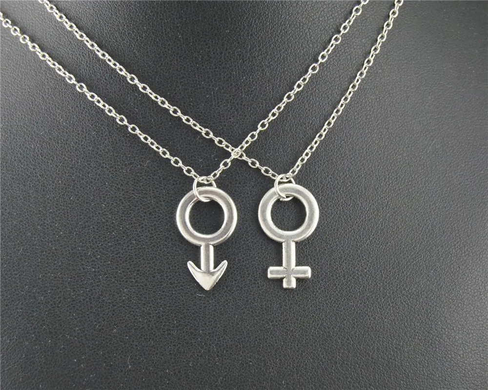 

1set Male And Female Gender Symbol Metal Alloy Pendant Necklace DIY Handmade Jewelry Gift For Lover E465