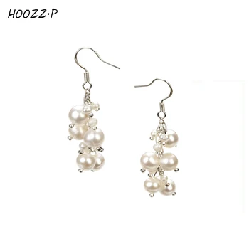 

HOOZZ.P 3-7mm High Quality White Freshwater Cultured Pearl Earring Pair in Grape For Wedding Women Girl Gift