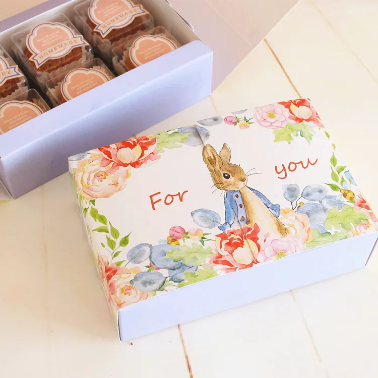 

50 X Cute Peter Rabbit 6pcs 50g Mooncake Pastry Box Food Packing Gift Cookie Boxs Wholesale