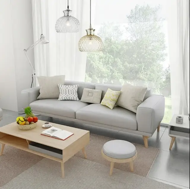 Nordic Small Apartment Leather Sofa Cowhide Solid Wood Nordic Small Apartment Leather Sofa Cowhide Solid Wood Combination Three Seats Fashion Korean