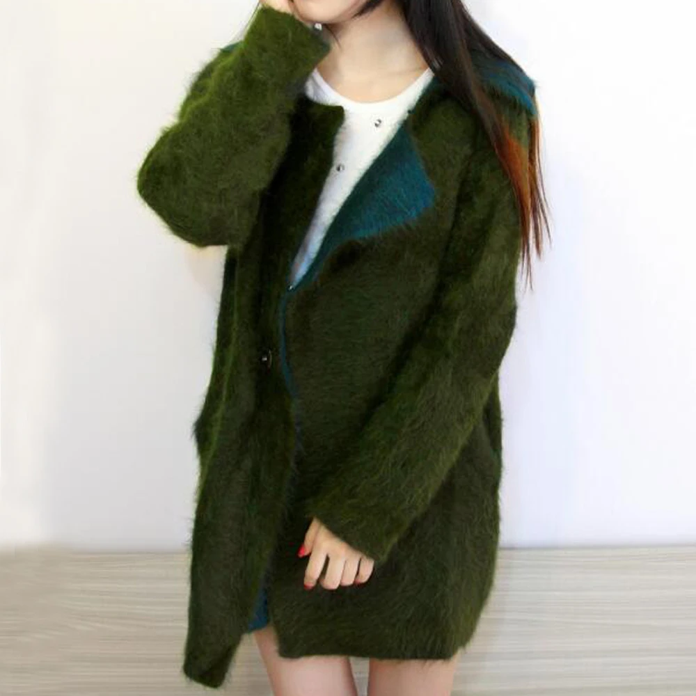 

2019 Women Double Face Knitted Real 100% Mink Cashmere Cardigans Natural Mink Cashmere Coat Sweater wsr332