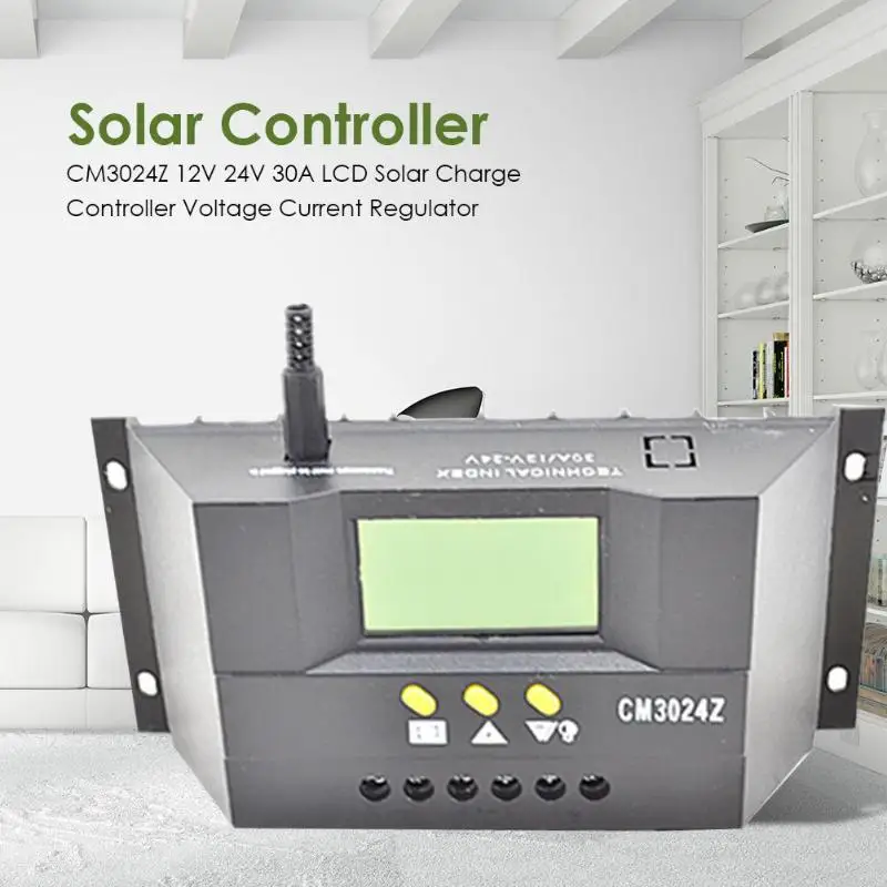 

CM3024Z 12V 24V 30A LCD Solar Charge Controller Voltage Current Regulator ABS LCD Solar Panels Genetator Voltage Current