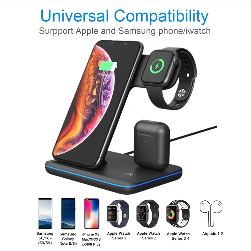 Беспроводное зарядное устройство Tongdaytech Qi 15 Вт для Iphone X 8 11 Pro Max быстрая зарядка
