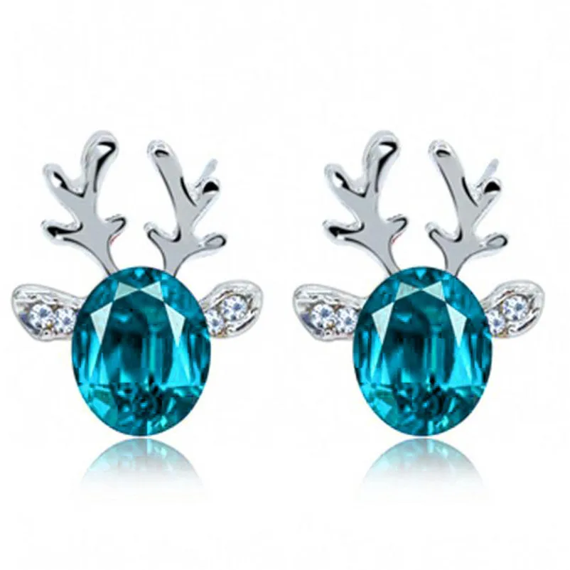 2018 Fashion earrings for women Crystal Earrings Luxury Three-dimensional Christmas Reindeer Antlers Brincos Bijoux Femme J06#N (5)