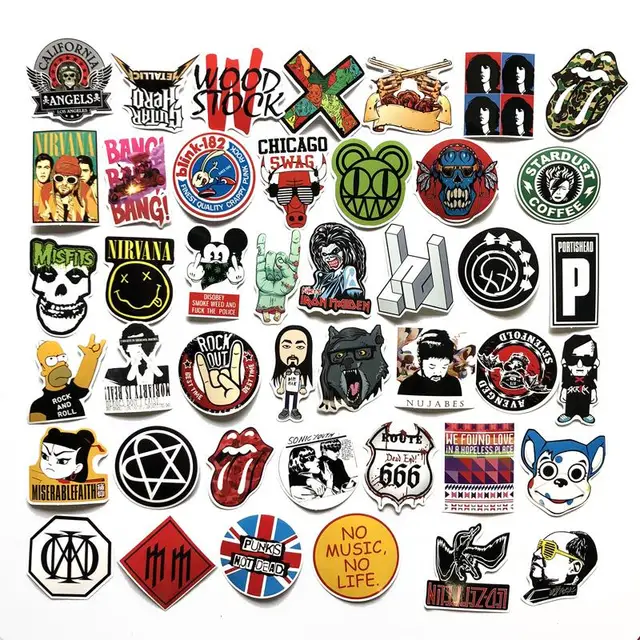 60pcs/Lot Brand Rock Band Punk Style Graffiti Stickers For Luggage