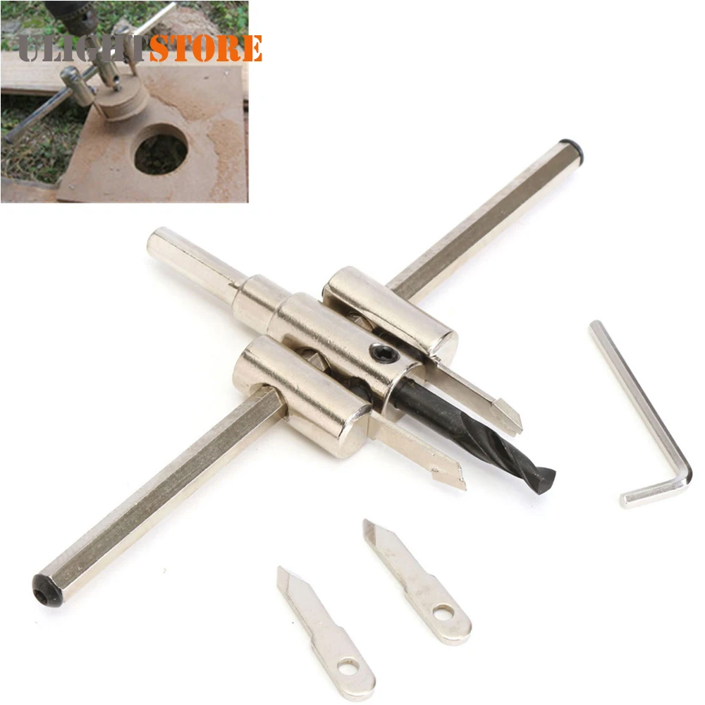 Adjustable 40mm 200mm Circle Hole Cutter Drill Bit Set with Wood Metal