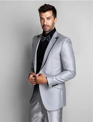 Order Price for  Shiny Sliver Men's Wedding Suits Prom Groom Tuxedos Best man Suit 3 Piece Business Prom Custom Made