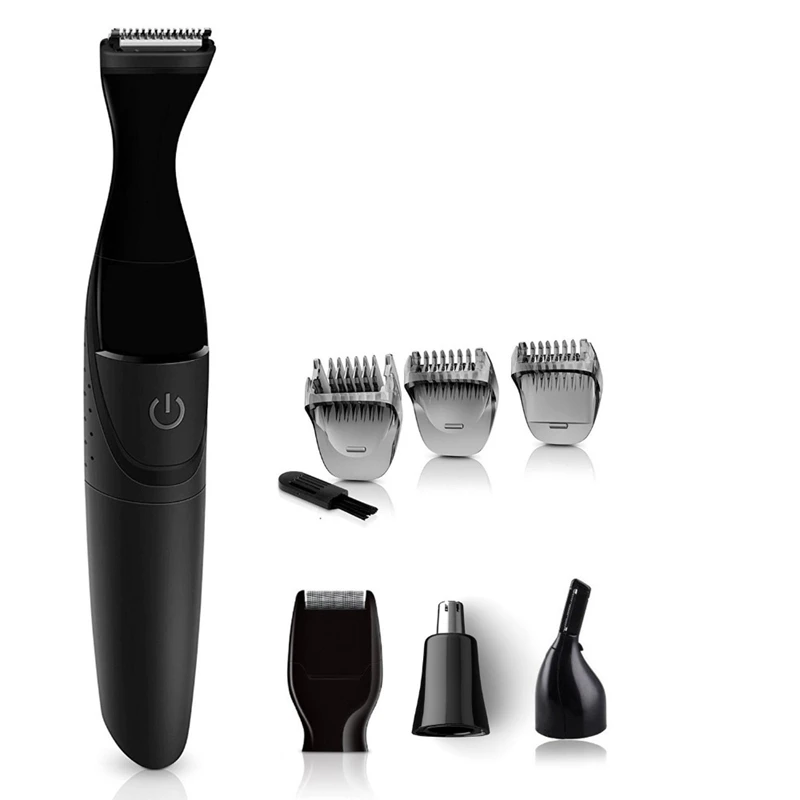 4 in 1 Waterproof Grooming Trimmer Hair Clipper Kit Shaver Electric Precision Eyebrow Beard Trimmer for Men Stubble Facial Sha - Цвет: Black