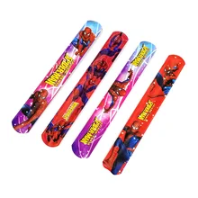 

12PCS kids happy birthday party gift spiderman slap bracelet baby shower boy party favor baptism gift christening supply