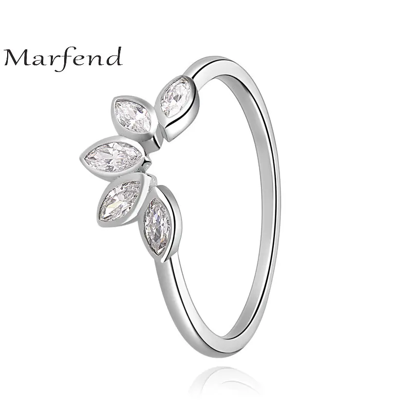 Marfend Новый Дизайн ПР Стиль стерлингового серебра 925 цветок венчик Овальный Ясно CZ кольца для Для женщин Повседневное вечерние Fine Jewelry