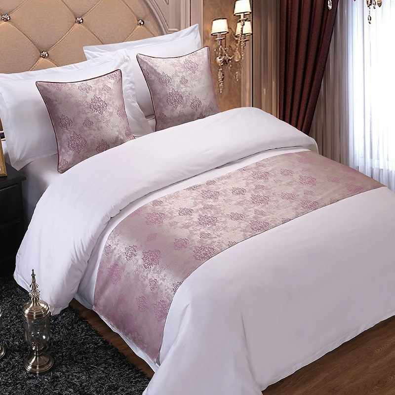 

RAYUAN Purple Floral Bedspread Bed Runner Throw Bedding Single Queen King Bed Cover Towel Home Hotel Decorations