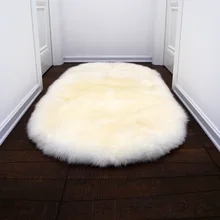 AOZUN round premium australian sheepskin rug tailored size fur carpet for cloak room white step door
