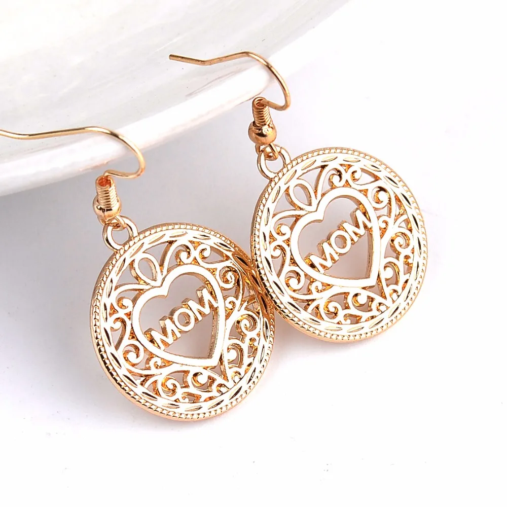 Family jewelry Hollow round gold mom 