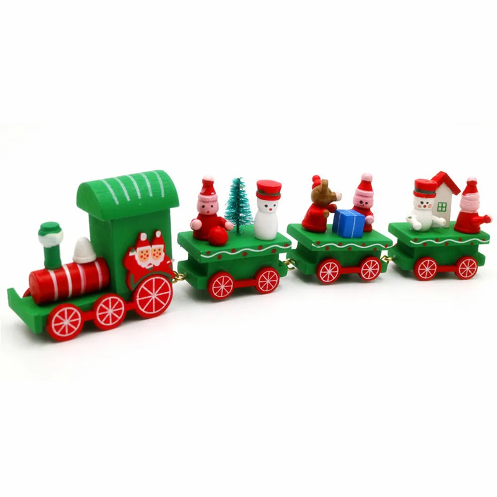 2018 Wooden 4Piece Cute Christmas Santa Tree Train Toy Snow Man for Kids Vehicles | Дом и сад