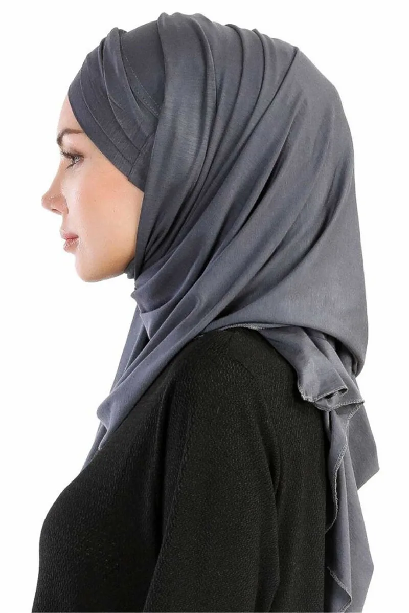 Женский шарф из хлопкового трикотажа, простые хиджаб, мгновенные шали и обертывания, ислам, фуляр, femme, мусульманские хиджабы, готовые носить головной платок