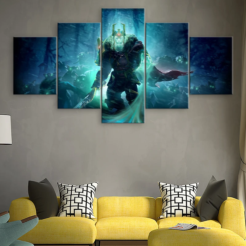Wall Decor Painting 5 Pieces Dota 2 Skeleton King Canvas Printed Pictures Game Poster Decorative Ar