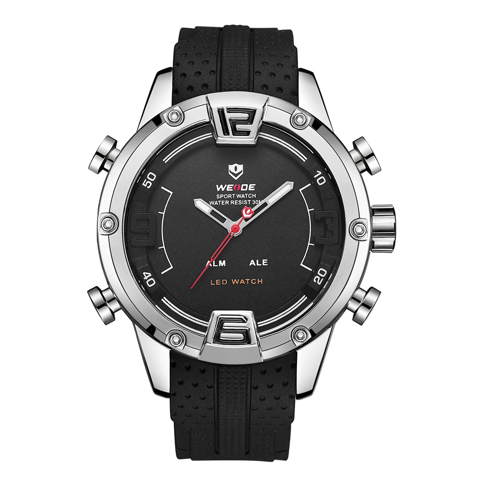 

WEIDE Men Sports Luxury Wactches Casual Analog LED Quartz Movement Clock Military Silicone Strap Wristwatches Relogio Masculino