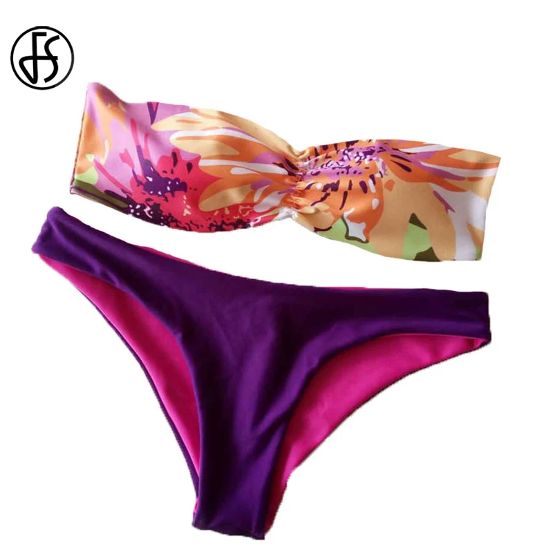 Brigitte Floral-print Strapless Bikini | Blue | FARFETCH