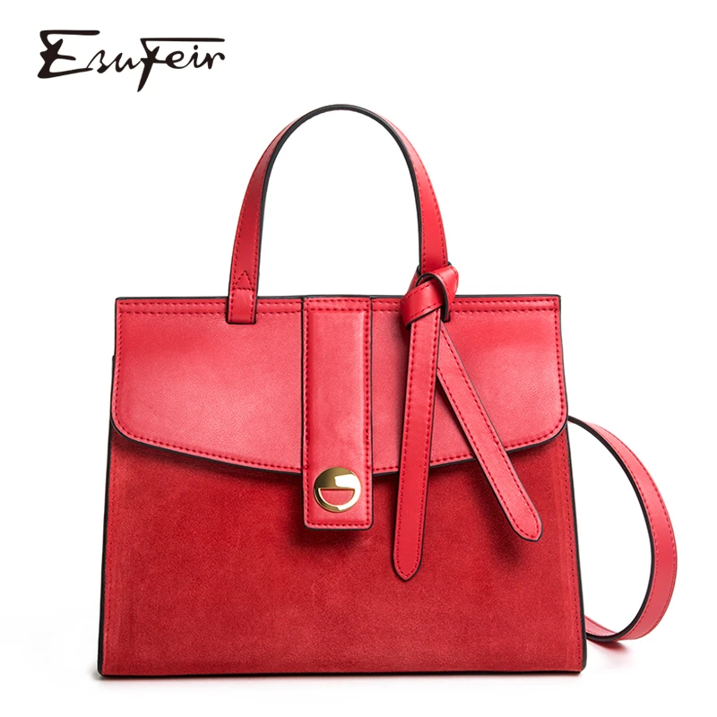 

New 2019 Genuine Leather Women Handbag Scrub Leather Patchwork Shoulder Bag Female Crossbody Bag Fashion Design Brand Women Bags