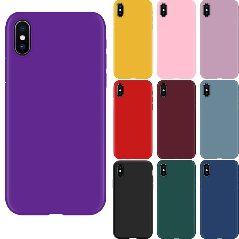 Colorful Matte Soft Coque For iPhone 6 6s 7 8 Plus X XR XS Max Red Pink Cover For iPhone 8plus Silicone Clear Case For iPhone 7