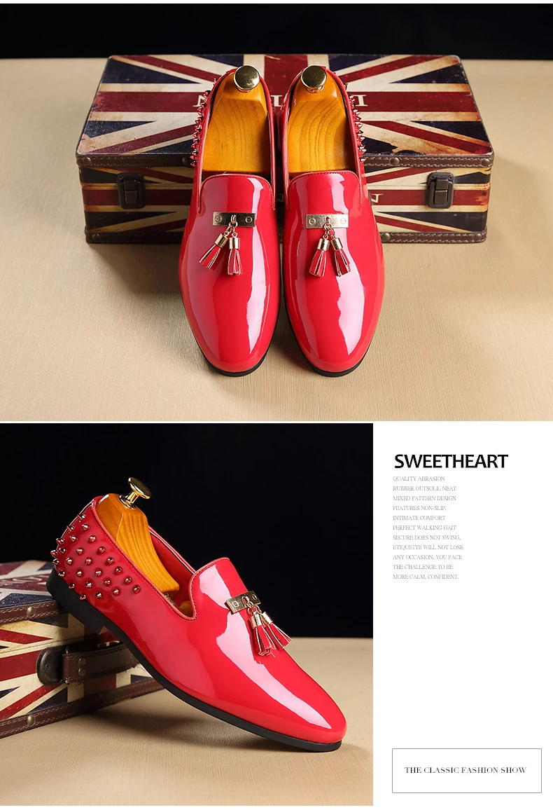 Mens Casual Shoe Wedding Mens Shoes Casual Slip On Red Waterproof Luxury Men Loafers Shoes Gold Fashion Party Shoe Men Plus Size (12)