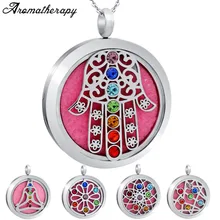7 Charka Цвет Кристалл нержавеющая сталь подвеска-диффузор Хамса Ручной Ароматерапия Диффузор кулон масло di