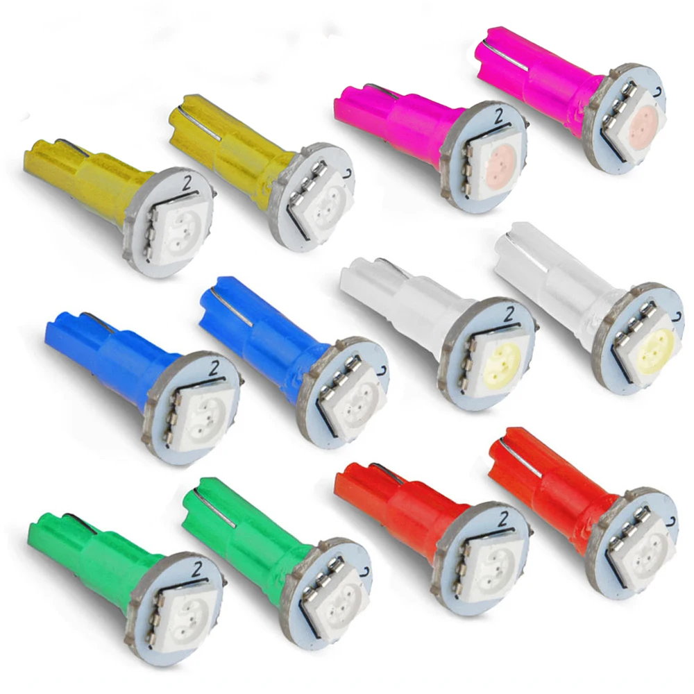 Qook 10 Sets Car Auto Twist Socket Instrument Panel Cluster Plug Dash Light Bulb 74 T5 LED Red