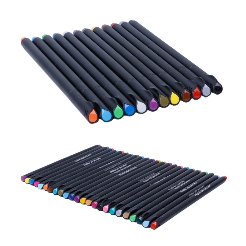ZHUTING высокое качество Пластик Fineliner 12/24 Цвета Pen Set 0,4 мм концом линии письма рисования маркером