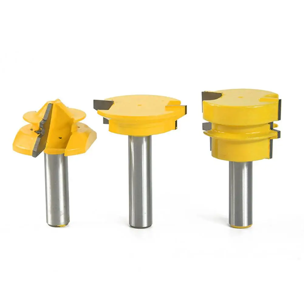 

3 PCS 1/2 Handle Router Bit Woodworking Cutter Milling Cutter Door Milling Cutter Woodworking Tool Set