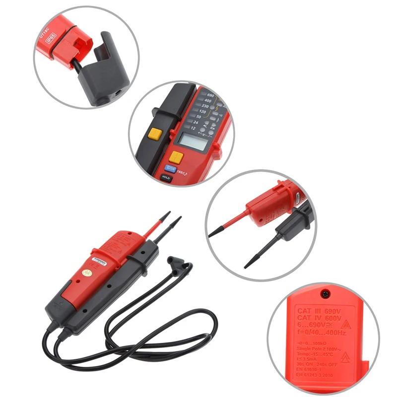 UNI T UT18C 0 ~ 690V AC DC Напряжение Тестеры ЖК дисплей Авто Диапазон IP65 Водонепроницаемый