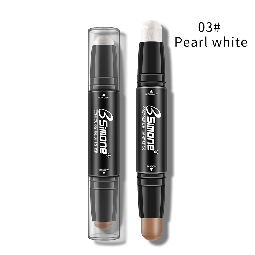 Double Head 3D Bronzer Highlighter Stick Face Makeup Concealer Pen Foundation Stick Cream Texture Contour Pencil Cosmetic TSLM1 - Color: 03