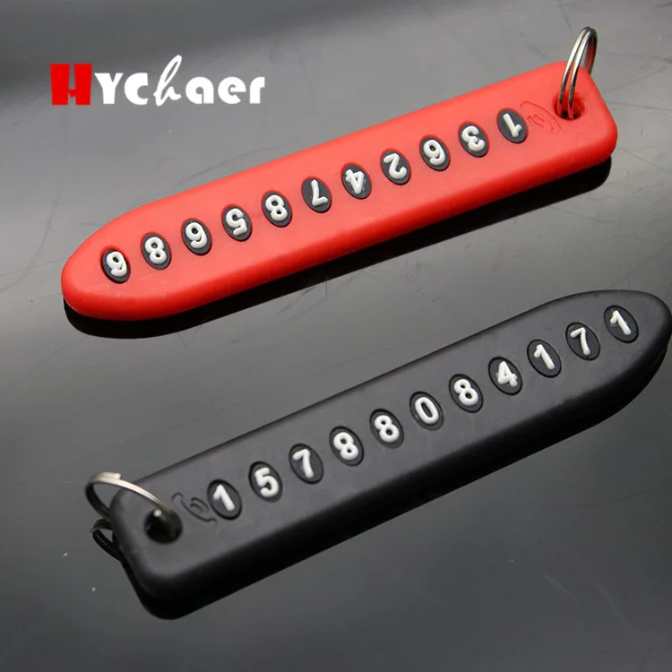 

1pcs Auto Vehicle Phone Number Anti-lost Car Keychain Card Keyring Phone Number Plate Key Ring Interior Accessories